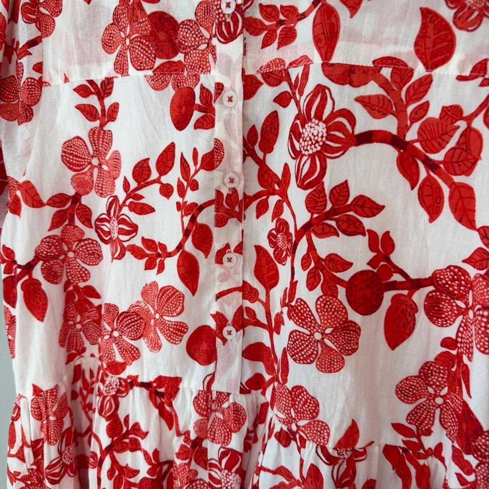 Ro's Garden Vibeka Short Floral Print Dress Large NWT Red White - Picture 4 of 10